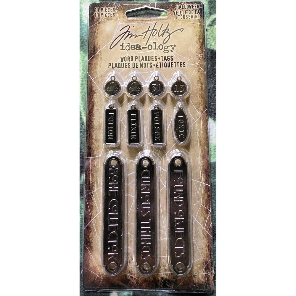 Tim Holtz Word Plaques + Tags Halloween Idea-ology Metal Specimen TH94438